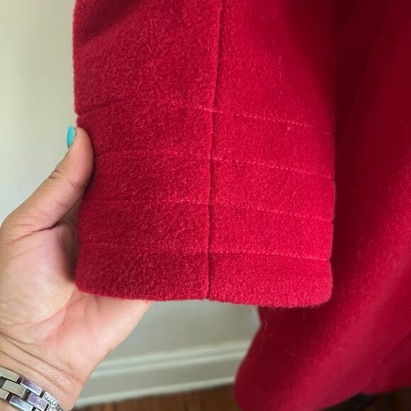 Hilary Radley Red Wool Alpaca Blend Peacoat Jacket Swing Coat Made in Peru M - Picture 15 of 17